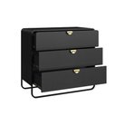 Ver imagem 4 de Cômoda 3 Gavetas 90cm com Puxadores Orgânicos e Pés em Metal Cor:nero com Preto