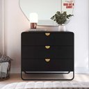 Ver imagem 1 de Cômoda 3 Gavetas 90cm com Puxadores Orgânicos e Pés em Metal Cor:nero com Preto
