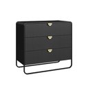 Ver imagem 2 de Cômoda 3 Gavetas 90cm com Puxadores Orgânicos e Pés em Metal Cor:nero com Preto