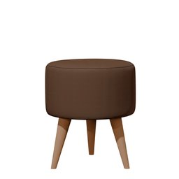 Banqueta Redonda Suede Marrom Puff Estofado Pé Palito Resistente Puf Decorativo - 1