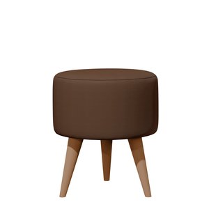 Banqueta Redonda Suede Marrom Puff Estofado Pé Palito Resistente Puf Decorativo