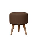 Ver imagem 2 de Banqueta Redonda Suede Marrom Puff Estofado Pé Palito Resistente Puf Decorativo