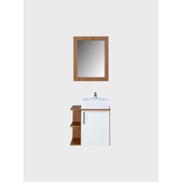 Gabinete para Banheiro com Cuba e Espelheira 50cm Mdf Freijo com Branco Moscou - On Móveis - 8