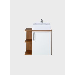 Gabinete para Banheiro com Cuba e Espelheira 50cm Mdf Freijo com Branco Moscou - On Móveis - 10