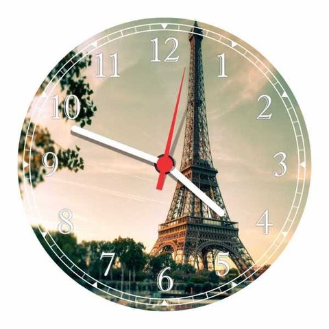 Relógio De Parede Cidade Torre Eiffel Decoração Salas Quartos Quartz