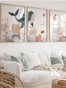 Ver imagem 1 de Kit 3 Quadros Decorativos Infantil Animais Fundo Oceano No4