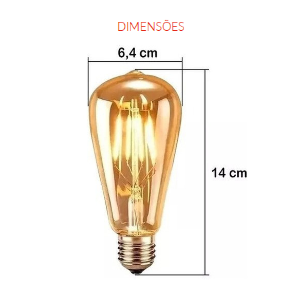 Lampada Filamento St64 Ctb Ambar 2300k E27 4,5w - 3