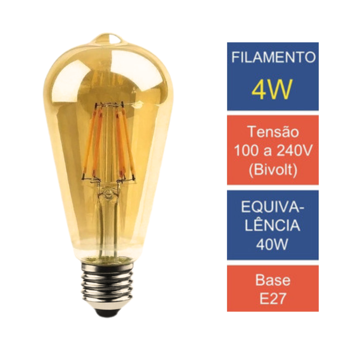 Lampada Filamento St64 Ctb Ambar 2300k E27 4,5w - 5