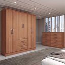 Ver imagem 6 de Guarda-roupa Casal Sky 6 Portas 3 Gavetas com Cômoda 10 Gavetas Cinamomo - Panorama Móveis