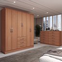 Ver imagem 1 de Guarda-roupa Casal Sky 6 Portas 3 Gavetas com Cômoda 10 Gavetas Cinamomo - Panorama Móveis