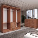 Ver imagem 5 de Guarda-roupa Casal Sky 6 Portas 3 Gavetas com Cômoda 10 Gavetas Cinamomo - Panorama Móveis