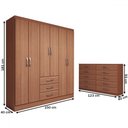 Ver imagem 4 de Guarda-roupa Casal Sky 6 Portas 3 Gavetas com Cômoda 10 Gavetas Cinamomo - Panorama Móveis