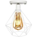 Ver imagem 4 de 10 Lustres Teto Plafon Industrial Aramado Diamante Retrô Luminária Sobrepor Vintage Branco Agp Agp I