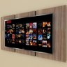Painel para TV Pequeno Moderno Amadeirado Escuro com Preto - 1