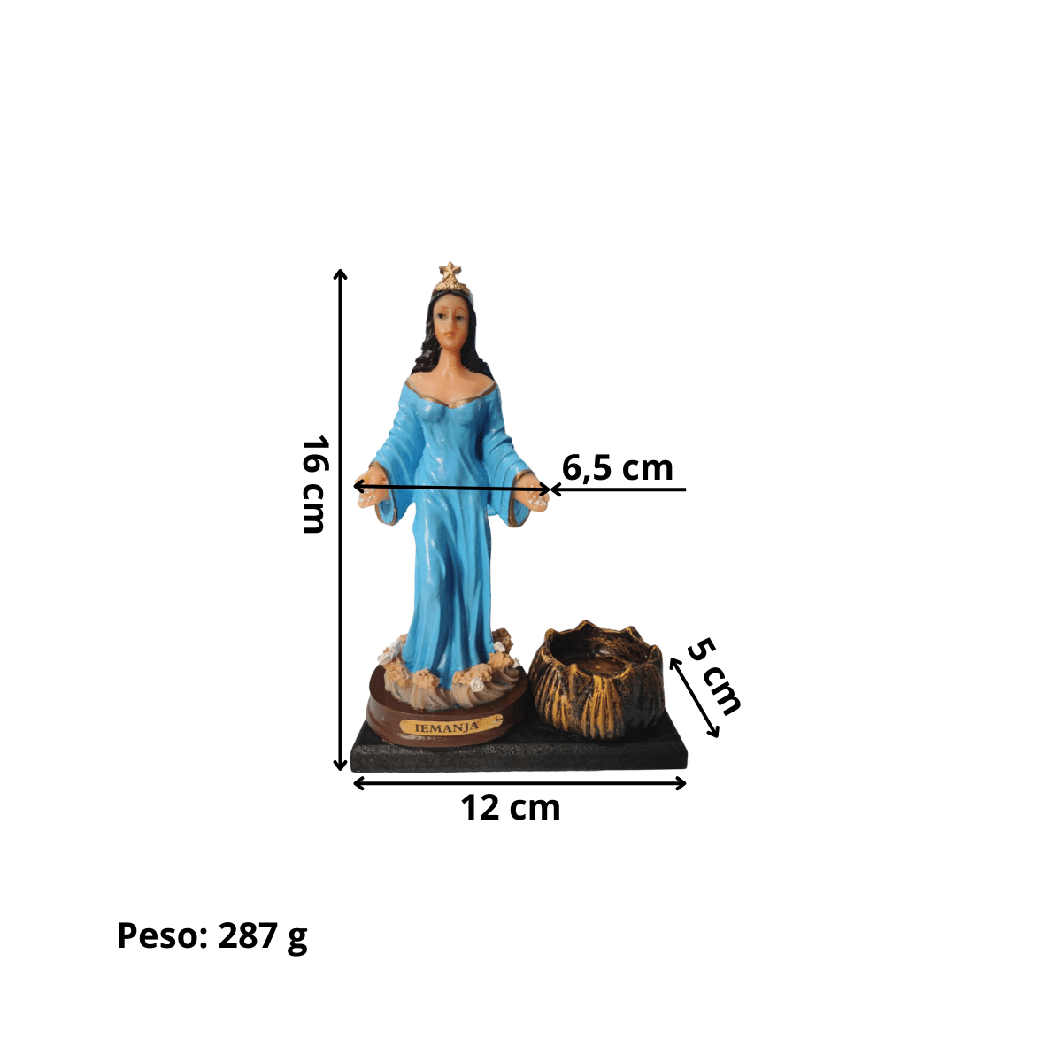 Iemanjá Porta Vela Católica Orixá Umbanda Candomblé Axé 15 cm Loja Mistica Porta Vela Iemanjá 15 cm - 7