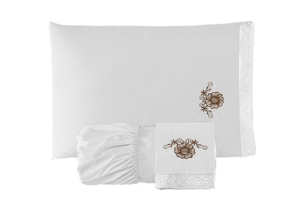 jogo de lençol casal, Queen, algodão, 3 peças, bordado com elástico