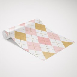 Papel de Parede Adesivo Xadrez Rosa e Bege - 2