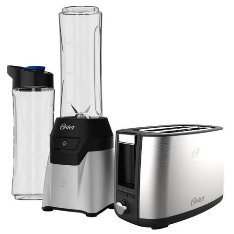 Kit Blender Power 2 Jarras e Torradeira Inox Oster 220v