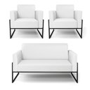 Ver imagem 1 de Sofá Namoradeira com 2 Poltronas Base Industrial Alta Preto Marisa Corino D03 - D\'rossi Cor Branco