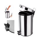 Ver imagem 3 de Lixeira Inox Redonda 5 Litros com Pedal Cesto Removível Banheiro Casa Vintage Aço Prateado Luxo