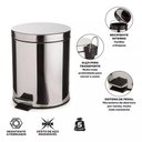 Ver imagem 7 de Lixeira Inox Redonda 5 Litros com Pedal Cesto Removível Banheiro Casa Vintage Aço Prateado Luxo