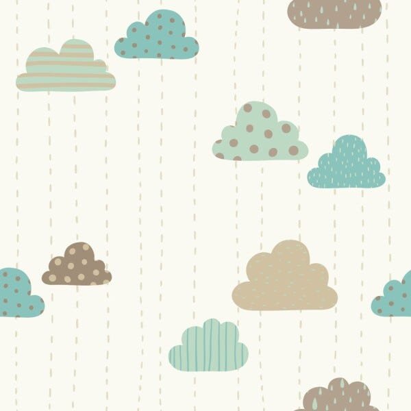 Papel de Parede Adesivo Infantil Nuvens Divertidas - 3