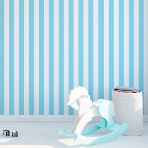 Papel de Parede Adesivo Listrado Azul e Branco