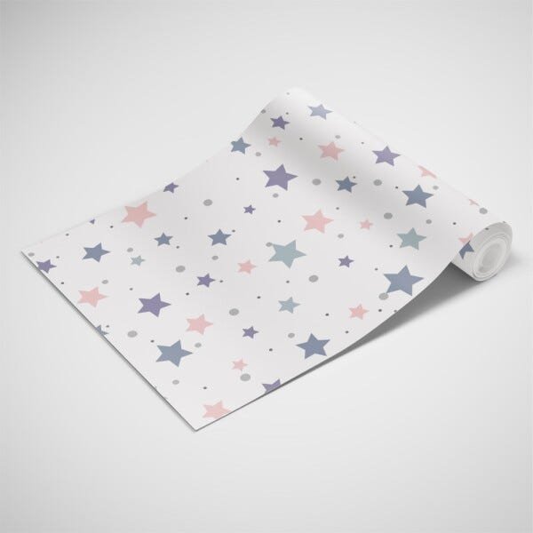 Papel de Parede Adesivo Poas Estrelinhas Lilás e Rosa - 2