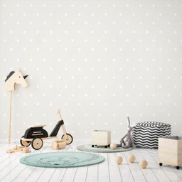 Papel de Parede Adesivo Poas Bolinhas Brancas com Fundo Bege - 1