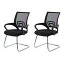 Ver imagem 1 de Kit 2 Cadeiras Escritório Basic Diretor Fixa Tela Mesh Preta Base Cromada