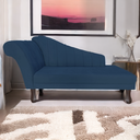 Ver imagem 2 de Recamier Divã para Sala Cecilia Pés Retro Tabaco 1.60cm Corano Azul Marinho - Incasa Decor