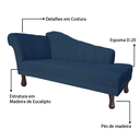 Ver imagem 7 de Recamier Divã para Sala Cecilia Pés Retro Tabaco 1.60cm Corano Azul Marinho - Incasa Decor