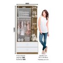 Ver imagem 5 de Guarda-Roupa Henn Labirinto - 2 Portas - Rústico/Branco - (180 X 80 X 40cm)