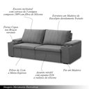 Ver imagem 2 de Sofá Retrátil e Reclinável 4 Lugares 245cm Kent Porta Copos no Braço Veludo Cinza G22 - Gran Belo
