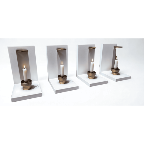 Suporte de Parede para Velas em Mdf Branco Kit com 04