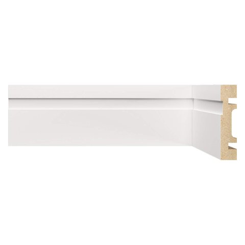 Rodapé de MDF 7CMX15MMX1,80m com Friso 702 Branco/Frisado Moldufama