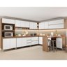 Cozinha Canto Modulada Sabrina C/ Tampo 13 Peças 18 Portas 05 Gv 332/254x195x52 Avelã/Branco TX A04S - 1