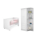 Ver imagem 1 de Guarda Roupa Infantil 2 Portas e Berço Mini Cama Americano Doce Sonho Branco – Qmovi