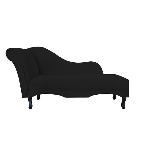 Recamier Decorativo Divã Olivia Suede Preto Pés Madeira Mz Decor