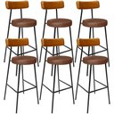Ver imagem 1 de Kit 06 Banquetas Alta Bar Cozinha Sala De Jantar Milão L02 Couríssimo Whisky Marrom - Lyam Decor