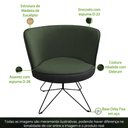Ver imagem 3 de Poltrona Decorativa Chiara Base Orby Corano Preto/Poliéster Verde - CasaePoltrona