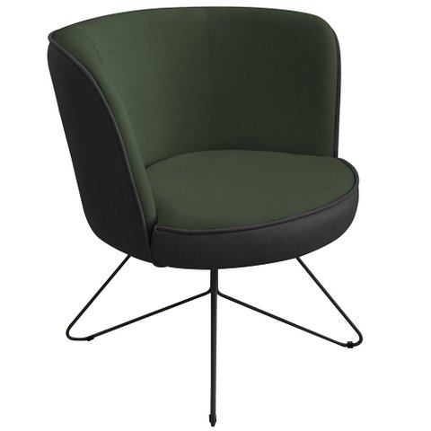 Poltrona Decorativa Chiara Base Orby Corano Preto/Poliéster Verde - CasaePoltrona