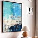 Ver imagem 1 de Quadro Decorativo Abstrato Blue em Moldura Caixa Tacolado Moldura Trad 1cm Preta sem Vidro 40 X 60cm