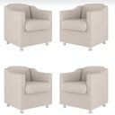 Ver imagem 1 de Kit 4 Poltronas Bia Decorativa Reforçada Recepção Clinica Salão Sala de Estar Suede:bege