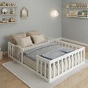 Ver imagem 1 de Cama Casal Montessoriana com Colchão Madeira Maciça Branco Repleta
