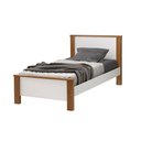 Ver imagem 1 de Cama Mila Solteiro Pés de Madeira com Colchão D20 para Quarto Moderno e Dormitório - Branco com Mel