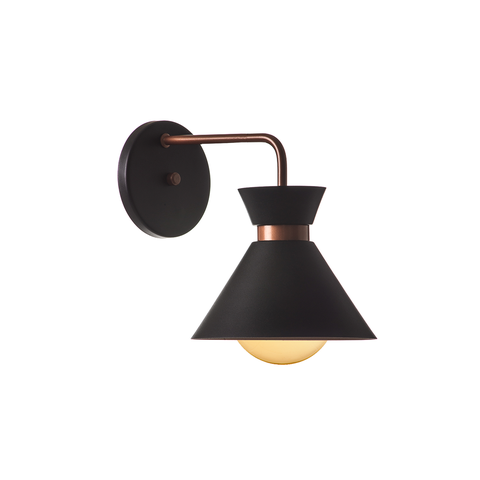 Arandela Interno Retro Dubai Alumínio Decorações: Preto Com Cobre