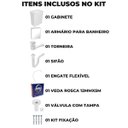Ver imagem 3 de Gabinete 2 Portas Suspenso Para Banheiro Com Lavatório + Armário + Torneira + Engate + Veda Rosca