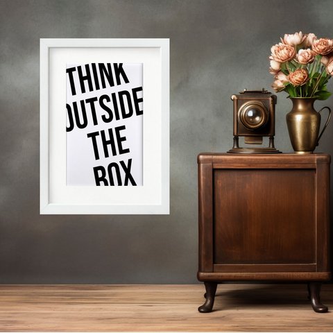 Quadro Think Outside The Box - 60x48cm:moldura Branca