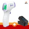 Kit Termômetros Digital de Testa Branco e Oxímetro de Dedo Digital Portátil Preto - 1